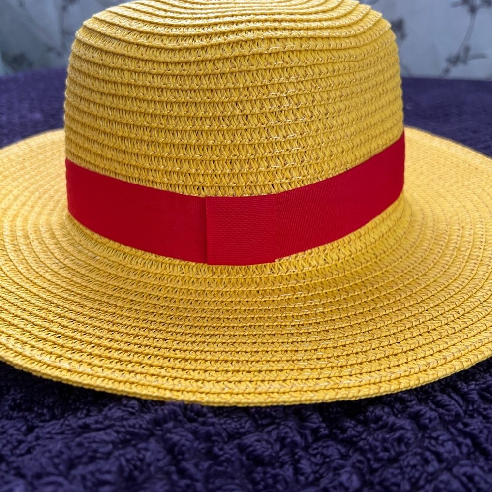 Yellow Straw Hat with Red Band